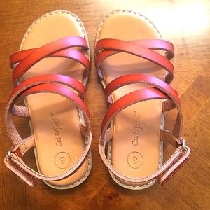 Red strappy sandals for toddler